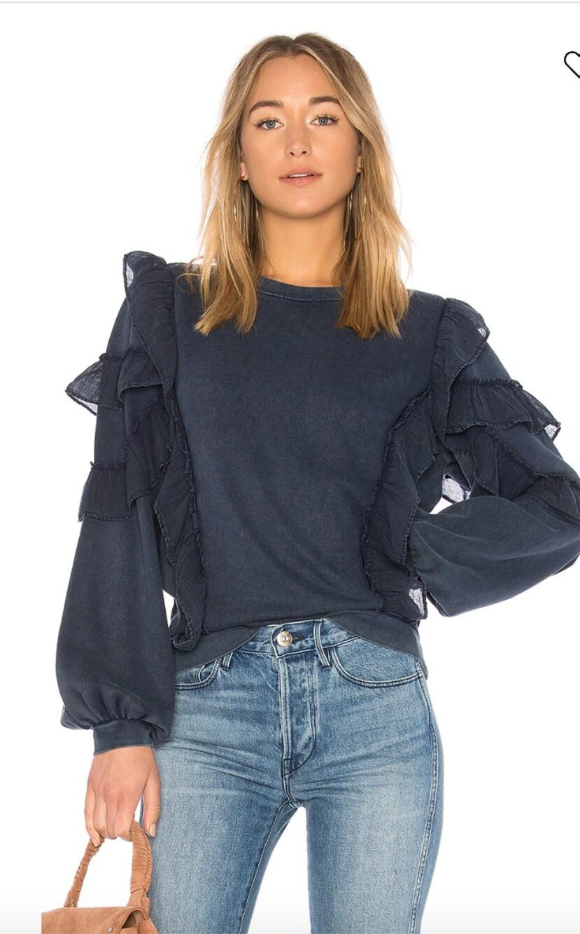 Tularosa REVOLVE Cat Ruffle Navy Blue Pullover Sweatshirt Women's Size XS